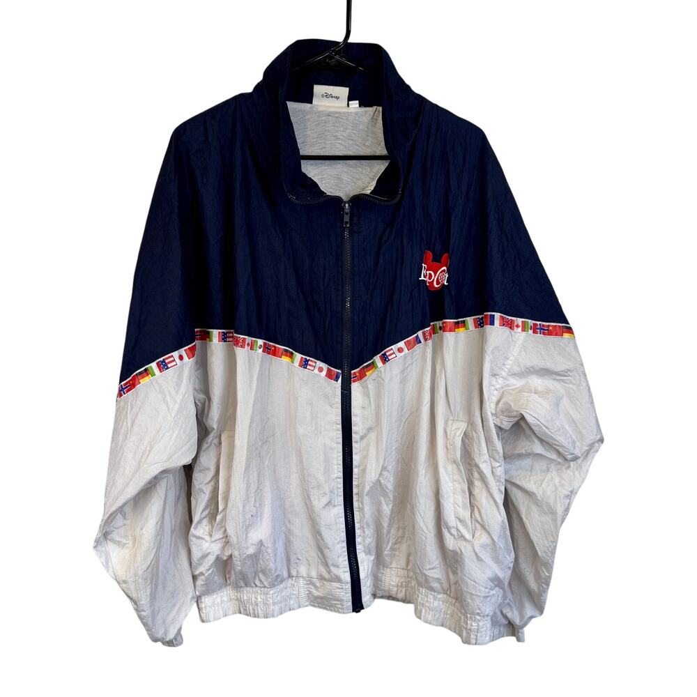 Vintage Size Large Epcot World Flags Showcase Windbreaker Lined Jacket